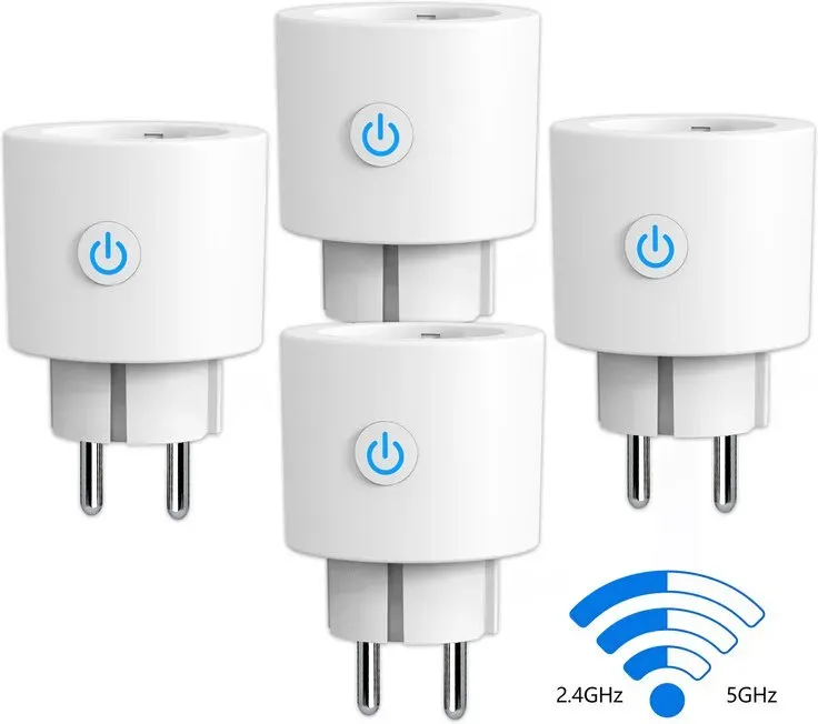 Antela WLAN-Smartsteckdose Alexa 2,4/5 GHz, mit Strommessung, kompatibel mit Google Home, Smart Life App, 4 Stück
