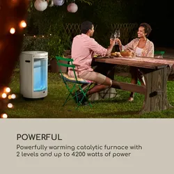 Blumfeldt Bonaparte Fire Gasheizgerät 4200W elektr. Zündung Bodenrollen ODS-System Weiß