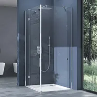 SoGood doporro Eck-Duschkabine Eckdusche 75x100x190cm Duschabtrennung inkl. 4cm flacher Duschtasse in Weiß ESG-Sicherheitsglas Klarglas inkl.