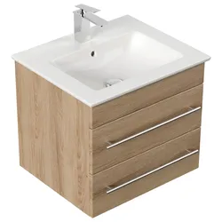 Badmöbel mit Villeroy & Boch Venticello Waschbecken 60 cm eiche hell