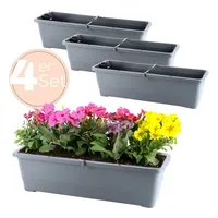 GarPet 4x Blumenkasten mit Wasserspeicher Blumenkasten Fensterbank Pflanzkasten Outdoor