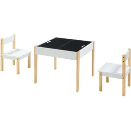 [en.casa] Kindersitzgruppe Smedjebacken Kiefer 1 x Tisch und 2 x Stuhl weiß