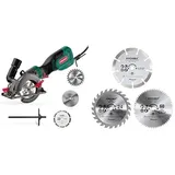 HYCHIKA Handkreissäge, 750W Kreissäge 3500U mit 3 Sägeblättern (115 und 125mm) mit Führungsschiene Max Schnitttiefe 48mm(90°)/32mm(45°), mini Kreissäge für Holz, Weichmetall, Fliesen u.s.w