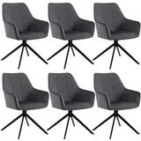 WOLTU Esszimmerstühle drehbar 6er Set, für Esszimmer Wohnzimmer Küche, Küchenstühle gepolstert mit Armlehnen, Metallbeinen, aus Samt, Dunkelgrau