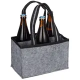 Relaxdays Flaschenträger 15 x 24 x 15 cm 6-tlg. grau