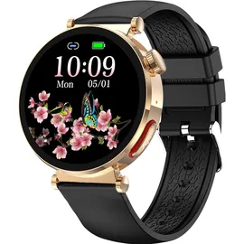 knauermann Neo 2 Rund 40 mm Gold Silikonarmband Schwarz