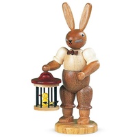 Müller GmbH Müller Erzgebirge Hase mit Vogelkäfig natur klein