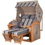 dekoVries GmbH Strandkorb deVries PURE® Sailor XL - PE white kubu - Dessin 158 - inkl. Schutzhülle