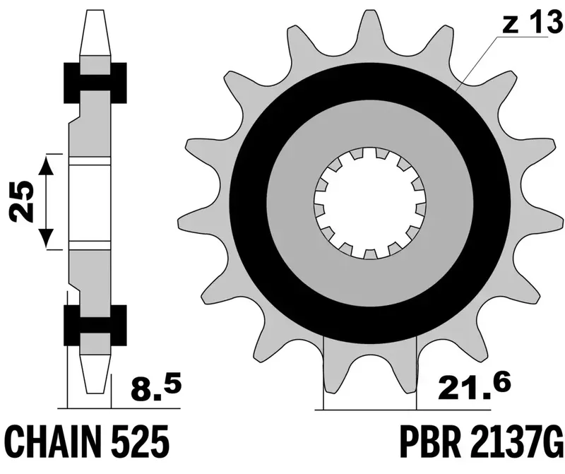 PBR Stahlgeräuschfreies Vorderradgetriebe – 525