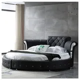 Xlmoebel Rundbett Luxuriöses Chesterfield-Bett mit rundem Polsterdesign (Rund Bett), Hergestellt in Europa schwarz