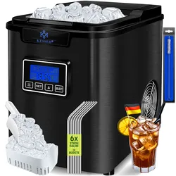 KESSER® Eiswürfelbereiter   Eiswürfelmaschine Edelstahl   150W  Ice Maker   12 kg 24 h   3 Würfelgrößen   Zubereitung in 6 min   2,2 Liter Wassertank   Timer   LCD-Display   Selbstreinigungsfunktion