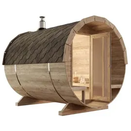 FinnTherm Fasssauna Saunafass Außensauna Carrie 2 Sitzbänke aus Holz Wandstärke 42 mm