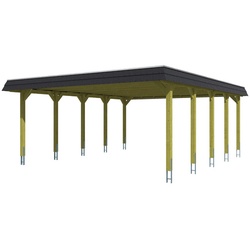 SKANHOLZ Carport »Spreewald«, BxT: 585 x 741 cm, Firsthöhe: 250 cm, farbbehandelt - braun