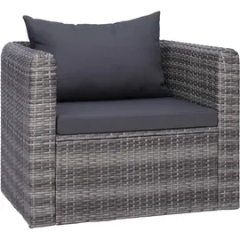 vidaXL Polyrattan Lounge-Set grau inkl. Auflagen 44158