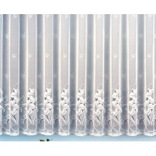 heimtexland Gardine Vorhang Jacquard Store mit Bleiband für schönen Fall weiß schönes Blumenmuster Allover mit Kräuselband/Universalschienenband HxB 100x300 cm für Fensterbreite 90-130 cm Typ43
