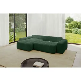 altdecor Ecksofa Cord mit Schlaffunktion 2-Sitzer Grün