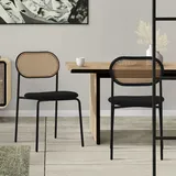 ML DESIGN modern liv 2er Set Esszimmerstühle Wohnzimmerstühle Rückenlehne Rattan Küchenstühle Schwarz