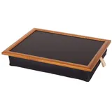 Andrew ́s Knietablett Laptray mit Kissen Tablett für Laptop Stoff Uni schwarz/of schwarz/Rahmen Eiche