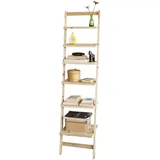 SoBuy FRG161-N Leiterregal Badregal Bücherregal mit sechs Böden Spießtannenholz BHT ca.: 41x165x30cm