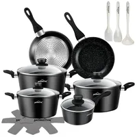 15-tlg Topfset Induktion Kochtopfset mit Deckel Topf Pfannenset Kochgeschirr Set