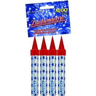 1 Pack. NICO-Zaubersterne (Zimmerfontäne) Inhalt 4 Stück, rauchlos mit Silbereffekt