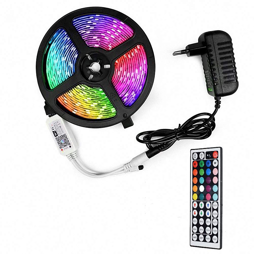 Smart LED-Streifenleuchten Farbwechsel 16,4 Fuß / 5M Flexible 5050 RGB LED-Leuchten Kit mit Fernbedienung Einfache Installation für TV-Hintergrundbeleuchtung Schlafzimmer Mehrfarben Dekoration