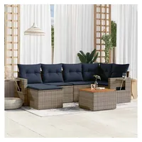 vidaXL Gartensofa-Set 7-tlg. grau Polyrattan