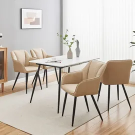 CLIPOP Esszimmerstuhl Kunstleder Beige 2er Set