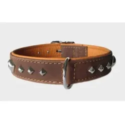 Das Lederband Hundehalsband Roma mocca/cognac, Länge: 55 cm / Breite: 35 mm