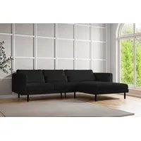Fun Möbel Ecksofa Designersofa AGADA in Stoff Poso Schwarz