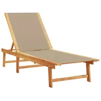 VidaXL Sonnenliege Taupe Massivholz Akazie und Textilene