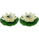 Yeehliny Lotusblüten-Licht, künstliche schwimmende Lotusblumen, Solar-Licht, Solar Lotusblüte, Pool-Licht, Schwimmender Künstlicher Lotus Laterne, Solarleuchte, Teich Dekoration (2PCS-Weiß)