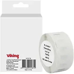 Viking Etikettenrolle Kompatibel mit Brother S0722460 WB-DMRL99017-WT Zum Ankleben Schwarz auf Weiß 12 x 60 mm Thermodruck