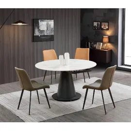 xl moebel gmbh Runder Tisch Edelstahl Marmor Imitat Stein Esstisch Esszimmer Tische Wohnzimmer