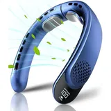 Tragbar Nackenventilator,Tragbarer Nackenventilator, wiederaufladbar,Nackenventilatoren,die kalte Luft blasen,persönlicher Nackenkühler mit 4000 mAh - Blau