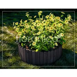 Floranica Rollborder Flexibler Holzzaun Rolborder - 200 x 30 cm - Anthrazit - Beeteinfassung Rasenkante Deko/Gartenzaun für Obstgärten Wege