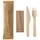 Papstar Besteckset Holz "pure" Messer, Gabel, Serviette in Papierbeutel, Einwegartikel