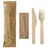 Papstar Besteckset Holz "pure" Messer, Gabel, Serviette in Papierbeutel, Einwegartikel