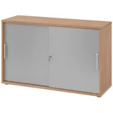 bümö Aktenschrank 2 Ordnerhöhen 80 x 40 x 200 Nussbaum/silber