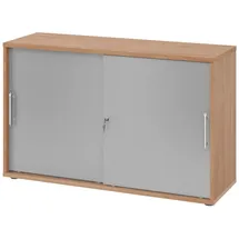 bümö Aktenschrank 2 Ordnerhöhen 80 x 40 x 200 Nussbaum/silber