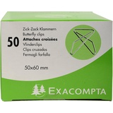 Exacompta 14766E 50er Pack ZickZack Büroklammern 50x60mm Eckklammern aus Aluminium in praktischer Aufbewahrungsbox