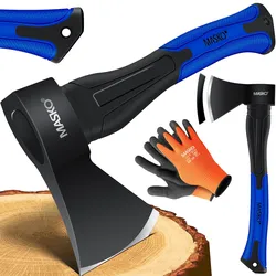MASKO® Spaltaxt Spaltbeil Axt Beil Spalthammer Spaltkeil FIBERGLAS-Stiel + Handschuhe Die Perfekten Werkzeuge für Garten und Wald Universal   Robust   Langlebig   Rostfrei