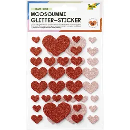 Folia Moosgummi Glitter-Sticker HEARTS LOVE 50 Stück