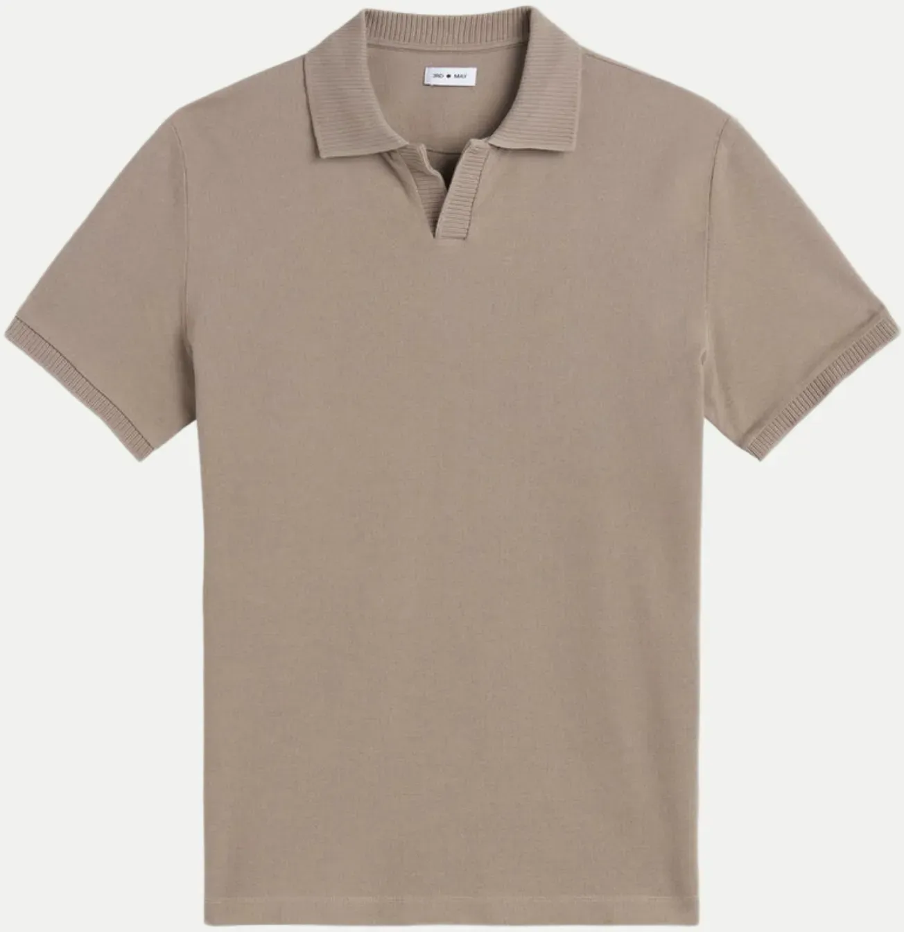 Piqué Poloshirt mit Rippenkragen Beige L