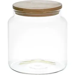WDMT Vorratsglas aus Glas mit Holzdeckel 1,9 L – Ideal zum Aufbewahren von Lebensmitteln und Zutaten in der Küche – Transparent