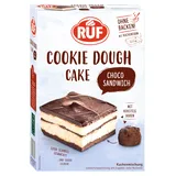 RUF Cookie Dough Schoko-Sandwich ohne Backen, Boden aus Keksteig mit fluffiger Creme und Schoko-Glasur, inkl. Kuchenform, 1x320g