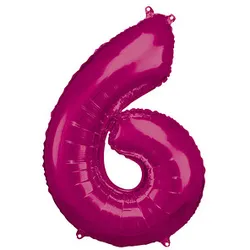 amscan® Folienballon Zahl 6 pink, 1 St.