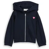Tom Tailor Mädchen Cropped Hoodie Sweatjacke mit Stickerei, blau, Uni, Gr. 116/122