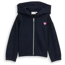 Tom Tailor Mädchen Cropped Hoodie Sweatjacke mit Stickerei, blau, Uni, Gr. 116/122