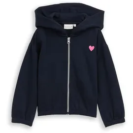 Tom Tailor Mädchen Cropped Hoodie Sweatjacke mit Stickerei, blau, Uni, Gr. 116/122